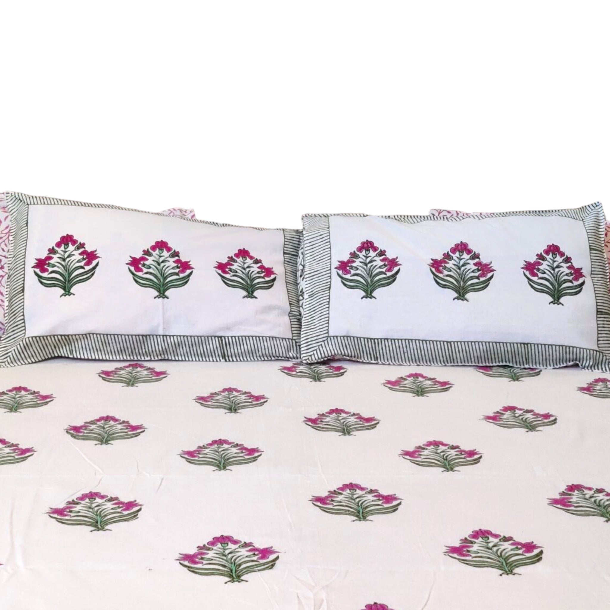Pure Cotton Blockprint Pink Bedsheet