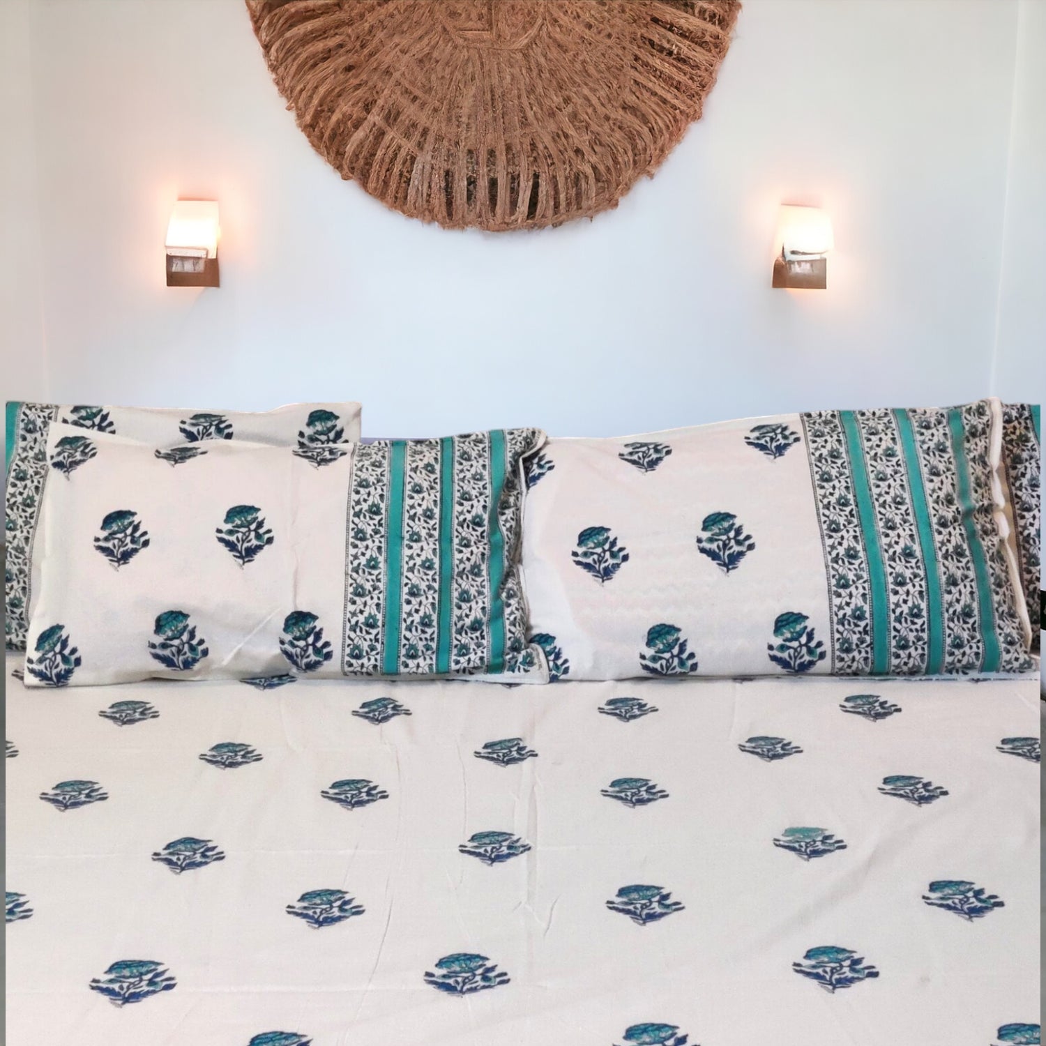 Pure cotton Blockprint Blue Flower