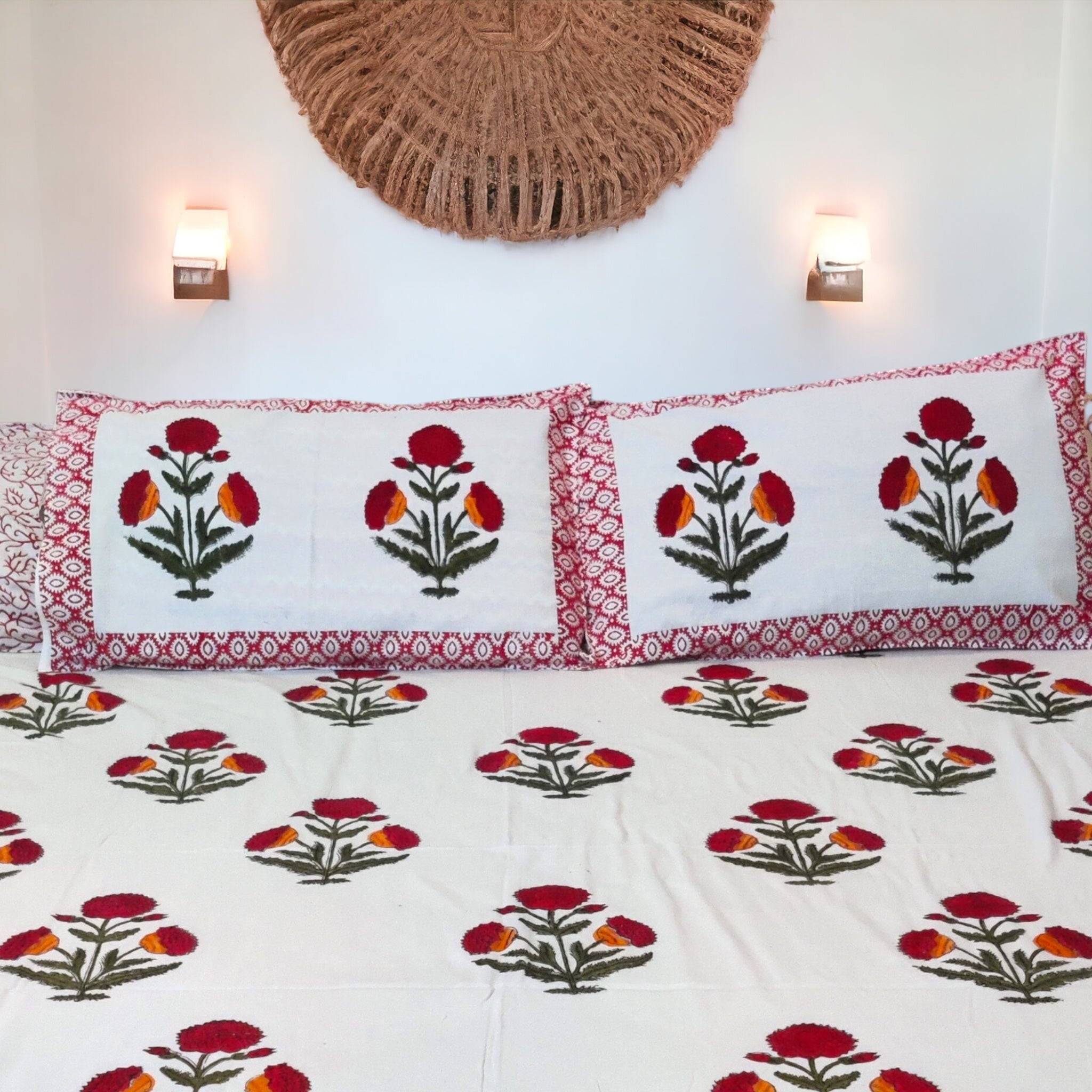 Pure cotton Blockprint Red Flower