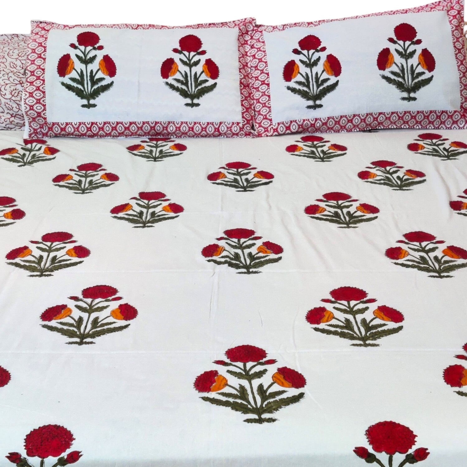 Pure cotton Blockprint Red Flower