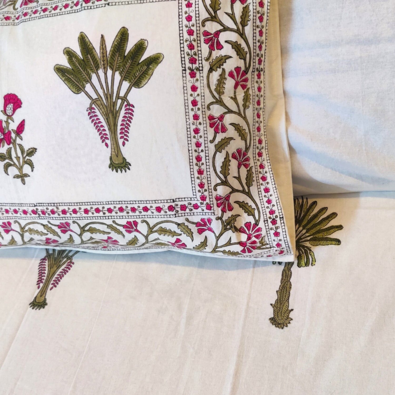 Pure Cotton Blockprint Palm Tree Bedsheet