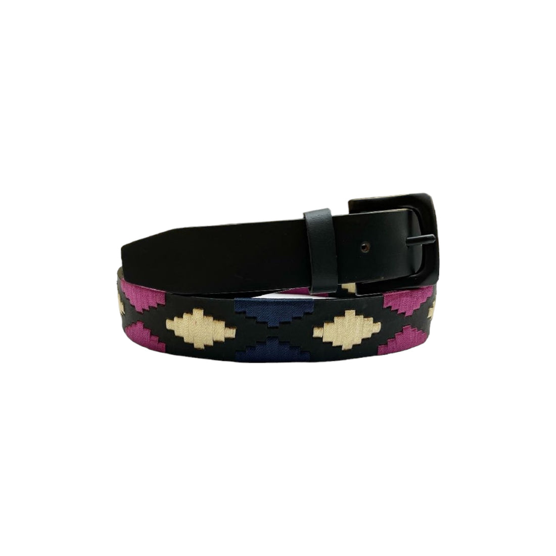 Mens Leather Embroidered Polo Belt