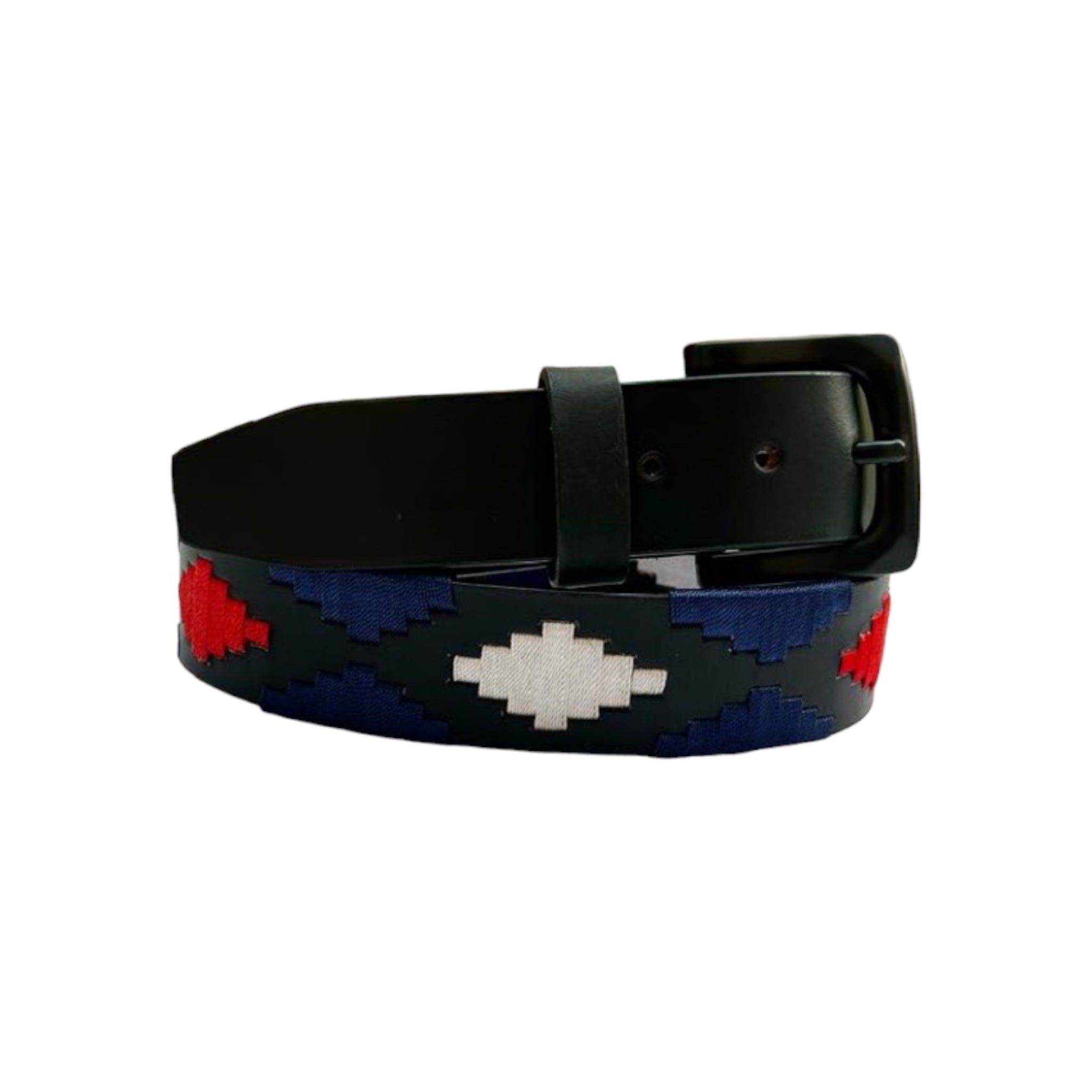 Mens Leather Embroidered Polo Belt