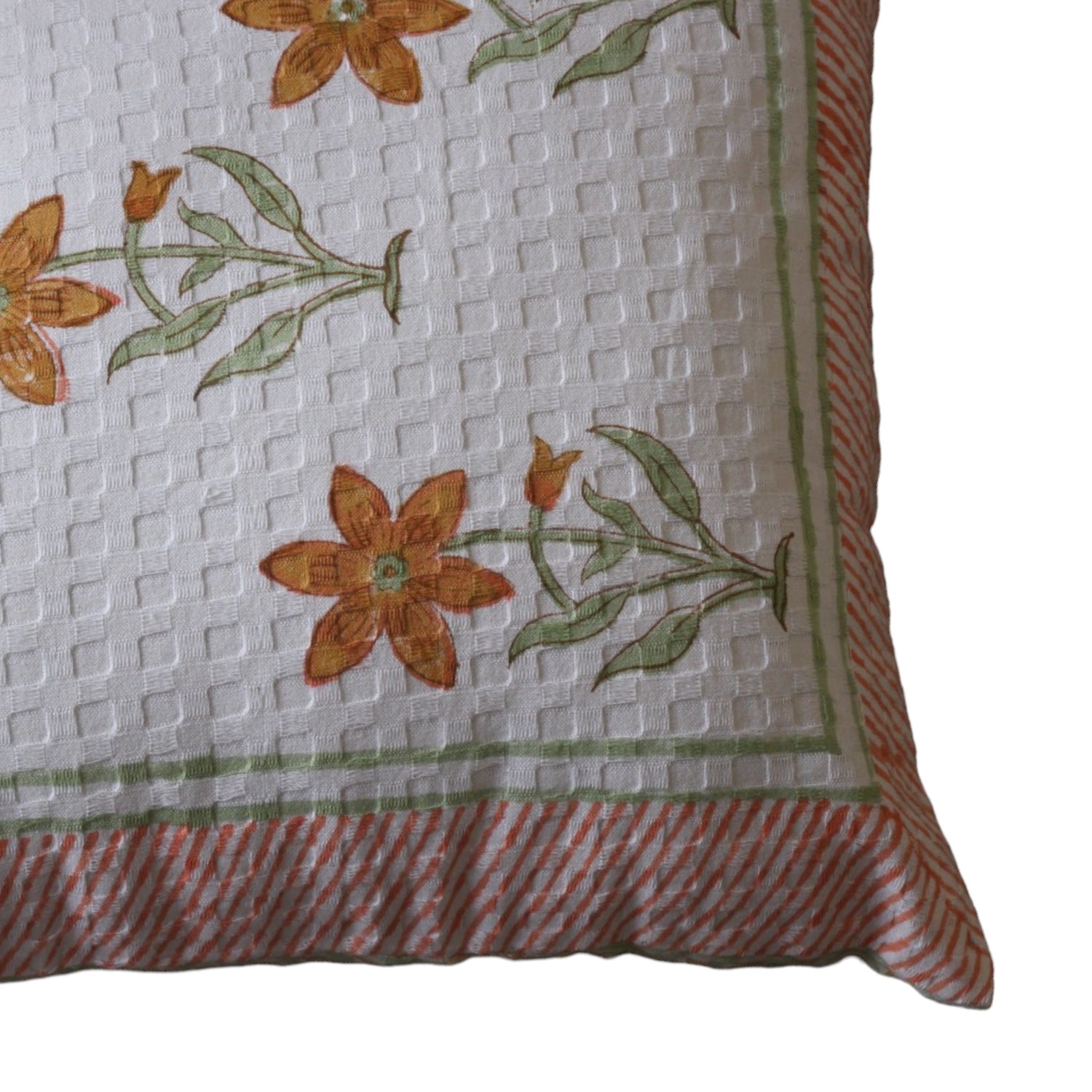 Orange Flower Waffle Cushion Cover