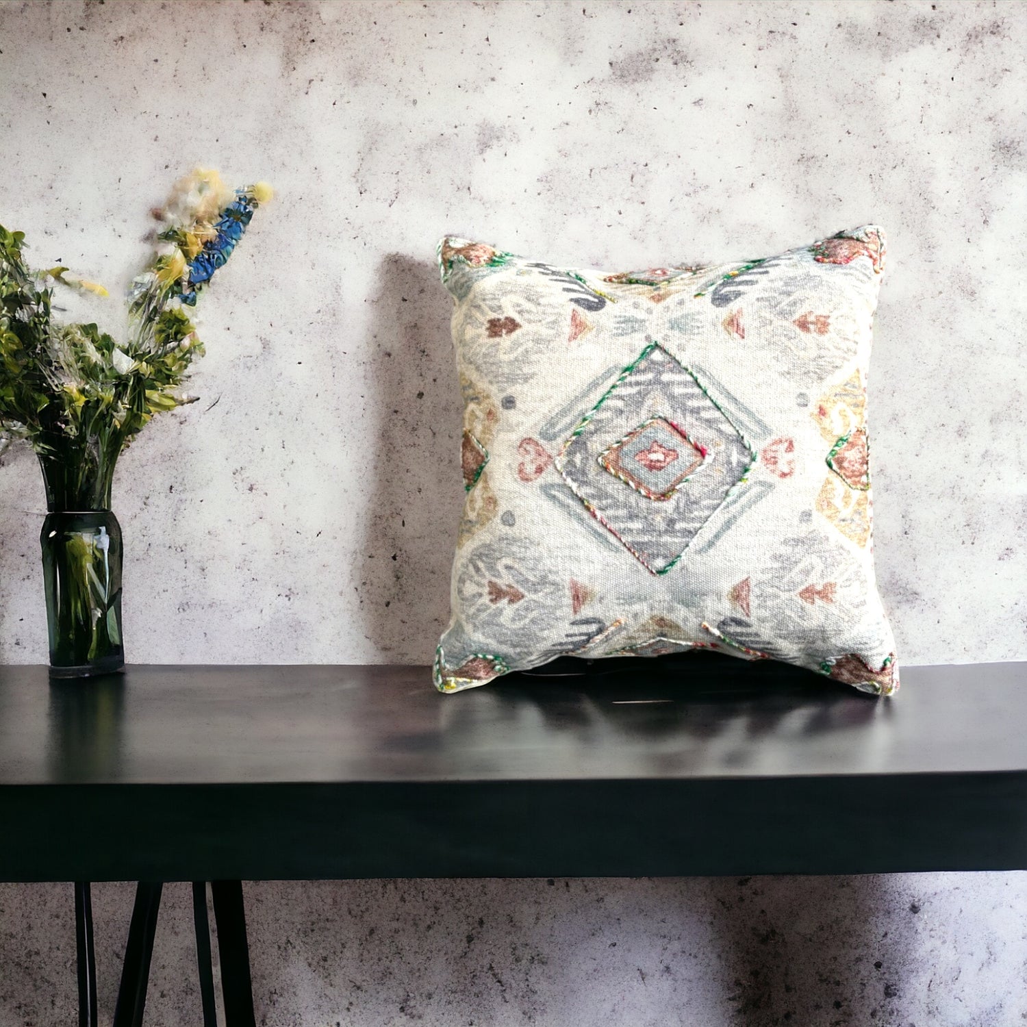 White Boho Handtufted Cushion Cover