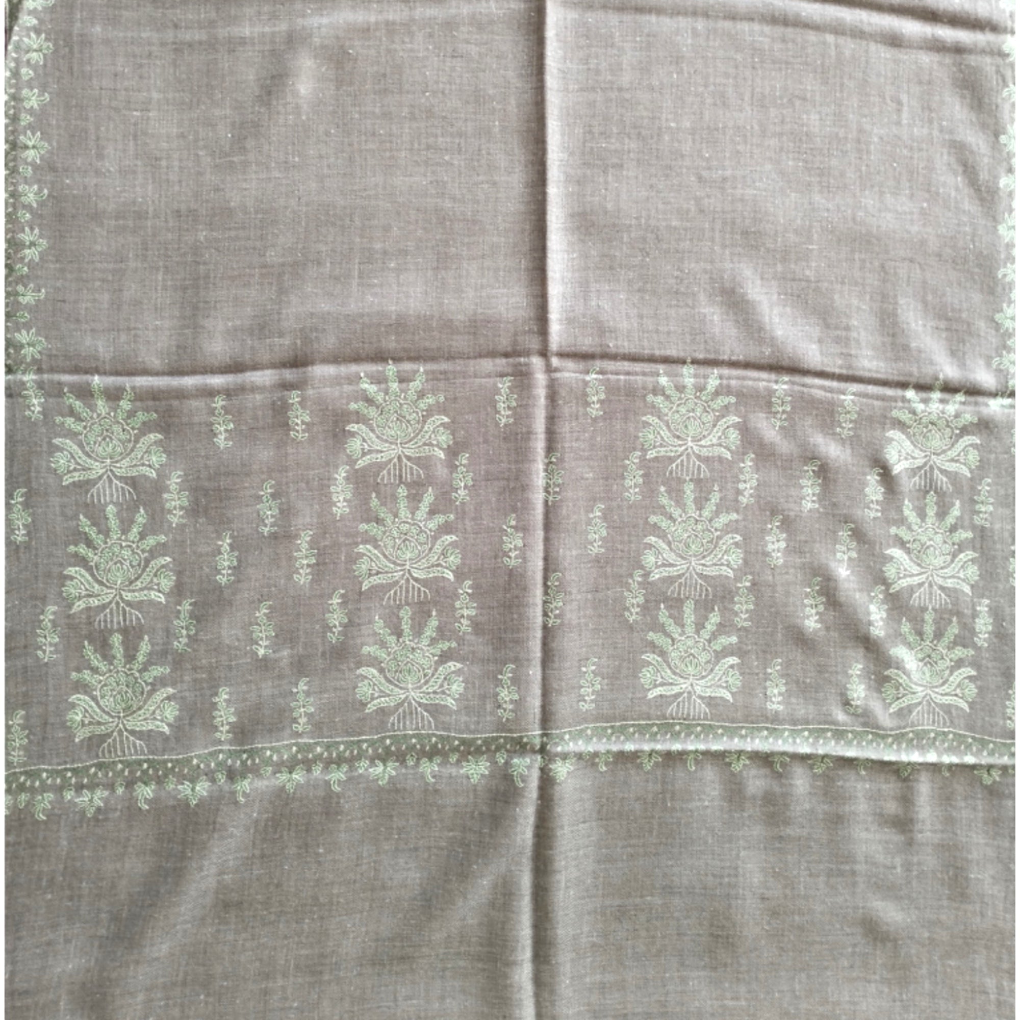 Hand Embroidered Natural Tan Pashmina