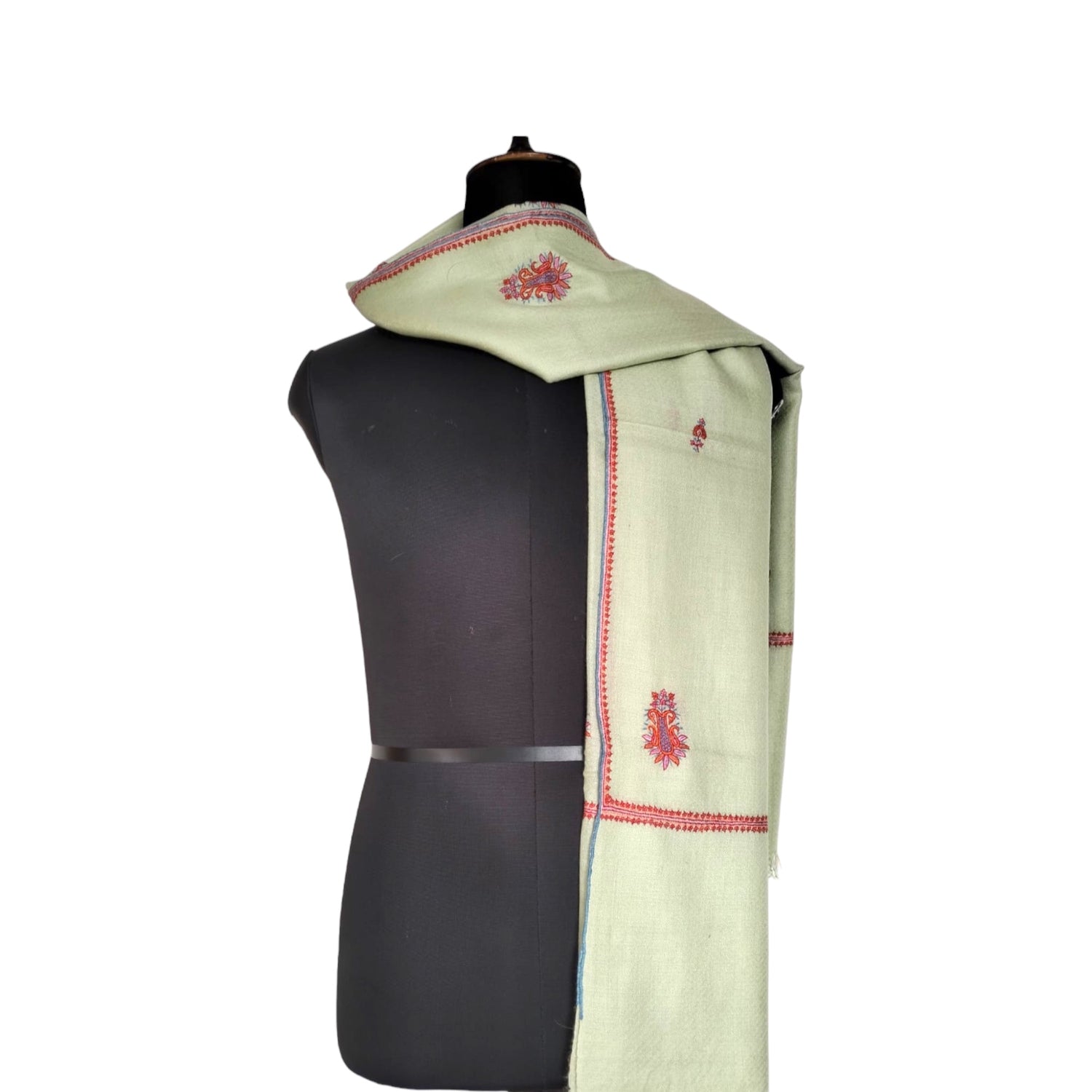 Hand Embroidered Lime Green Pashmina