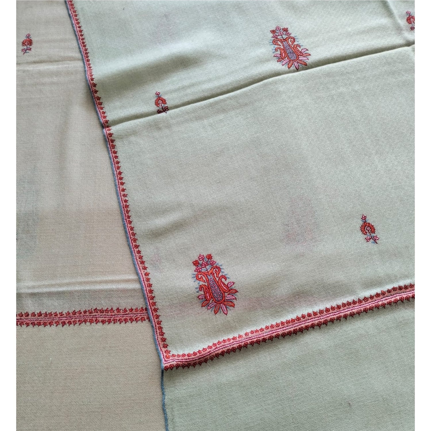 Hand Embroidered Lime Green Pashmina