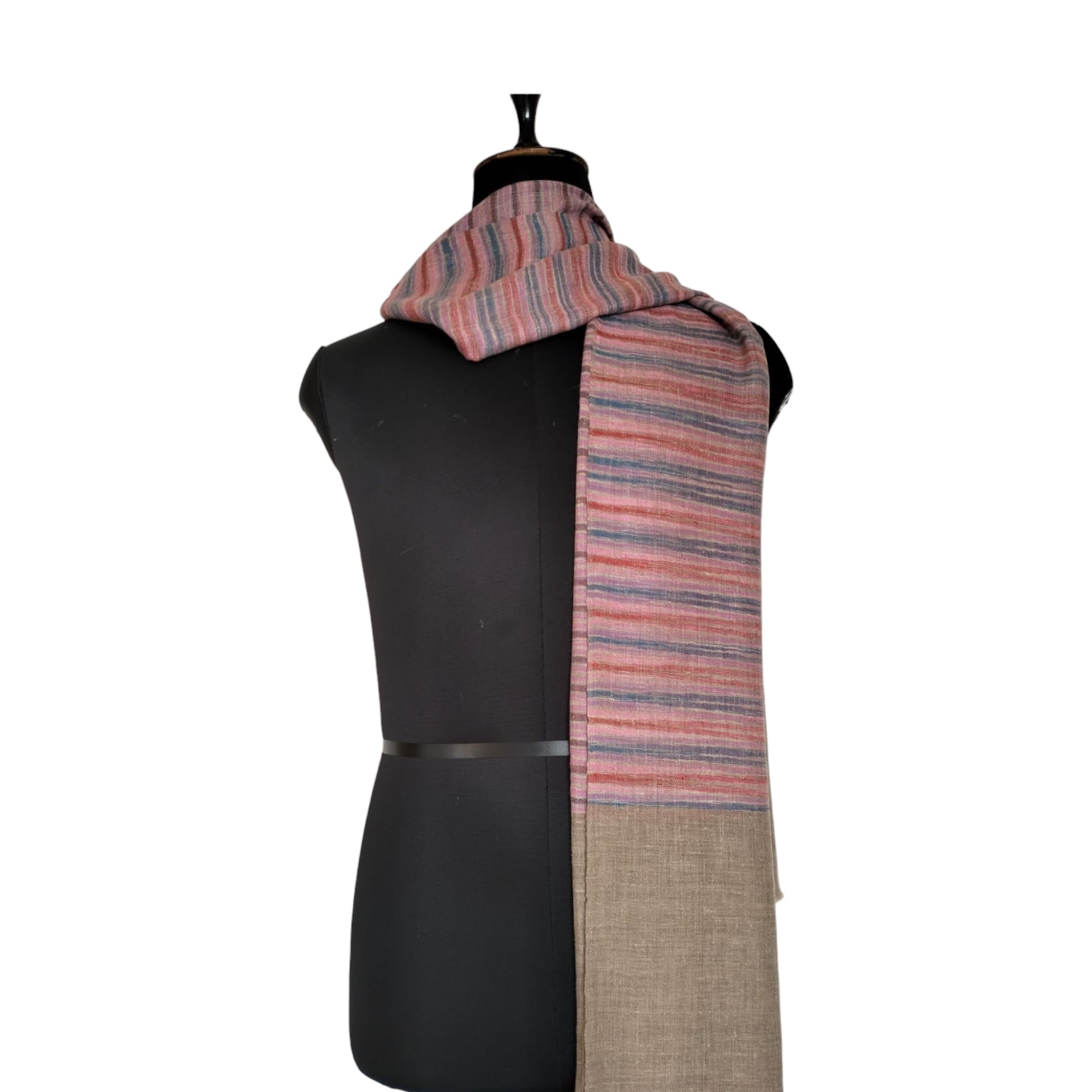 Handwoven Tie Dye Pink Striped Kashmir Pashmina