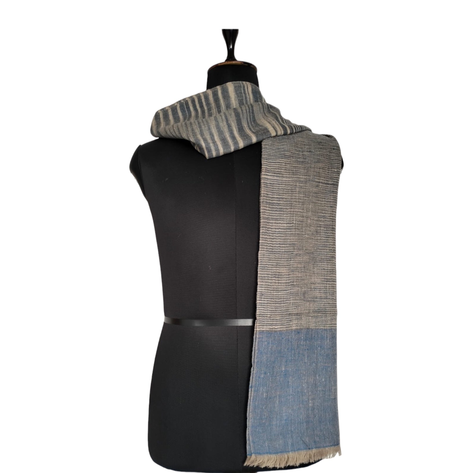 Handmade Tie Dye Blue Striped Pashmina