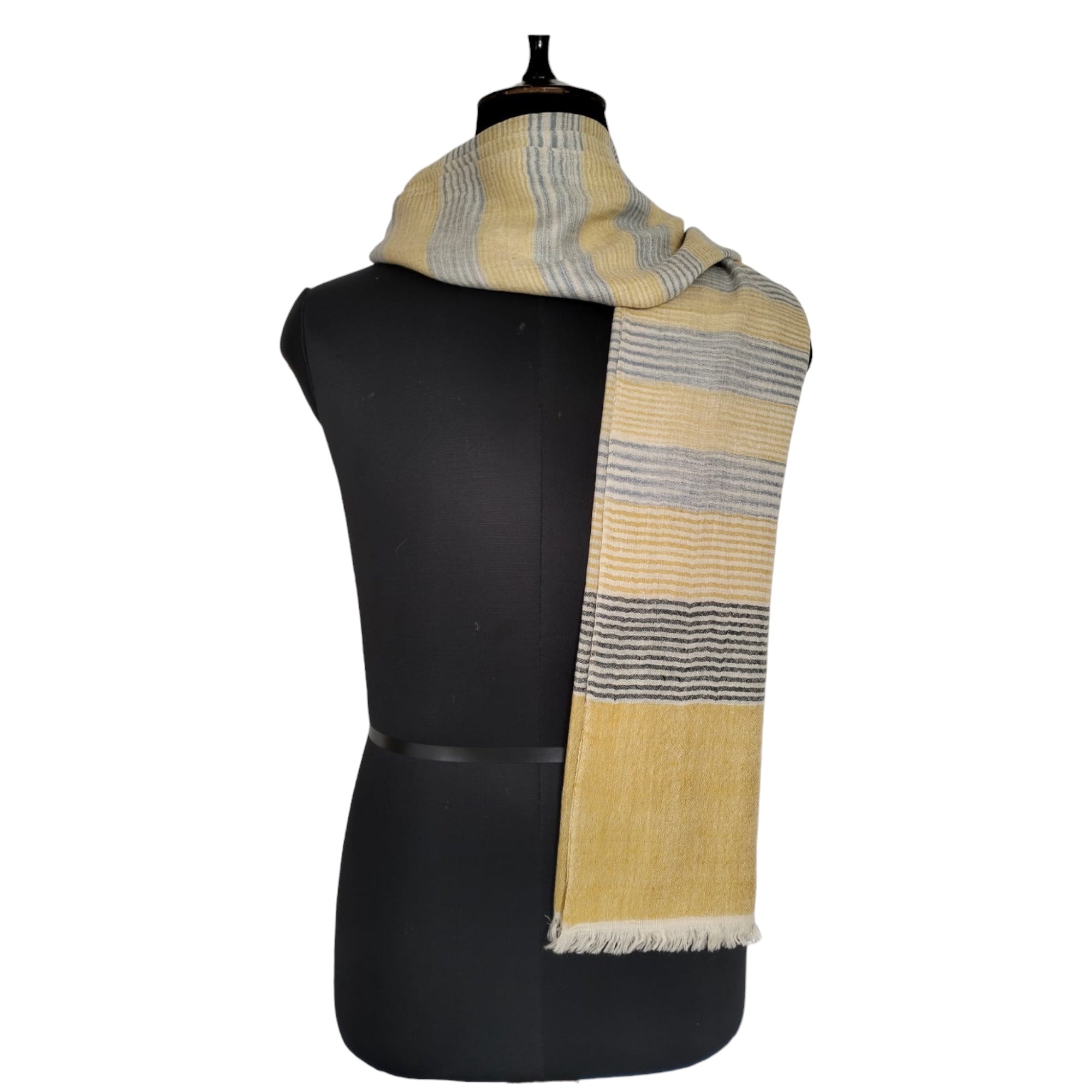 Handwoven Blue Yellow Khatiras Pashmina