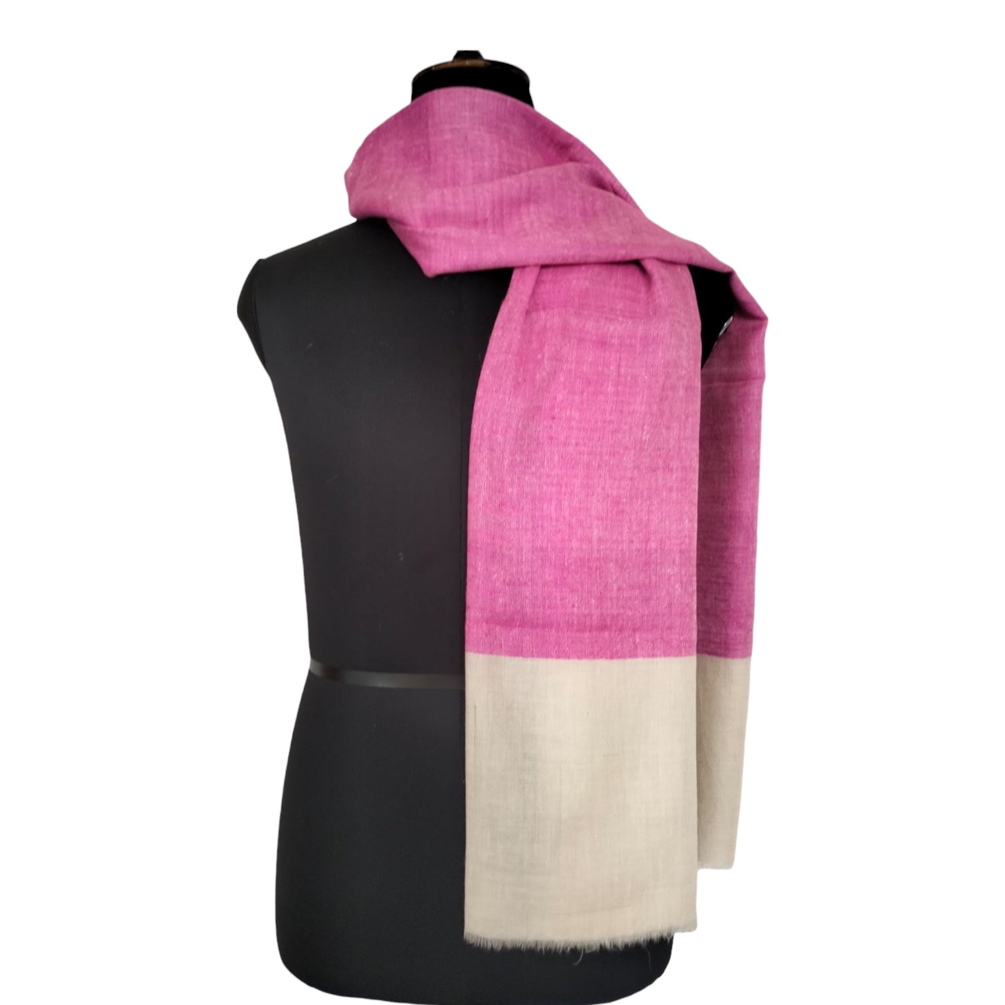 Handwoven Natural Pink White Pashmina