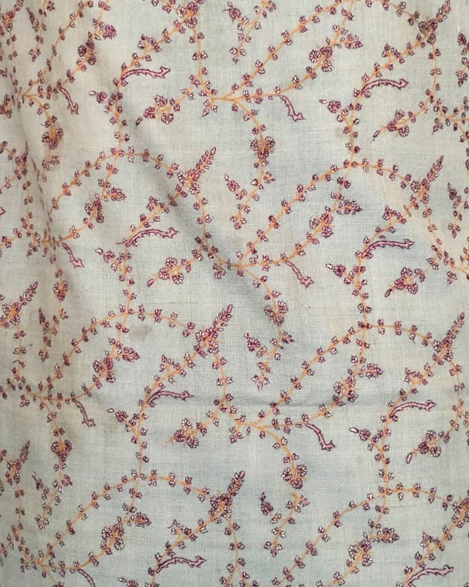 White Sequence Embroidered Pashmina