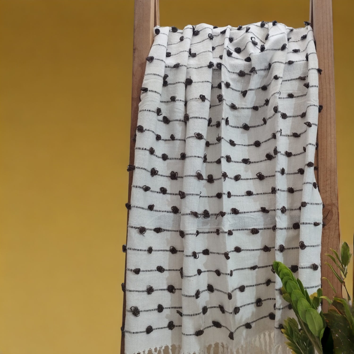 Handmade Black knot Woven Sofa Throw