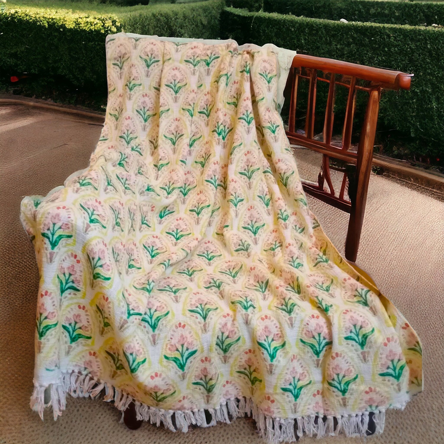 Natural Cotton Autumn Digital Print Sofa Throw