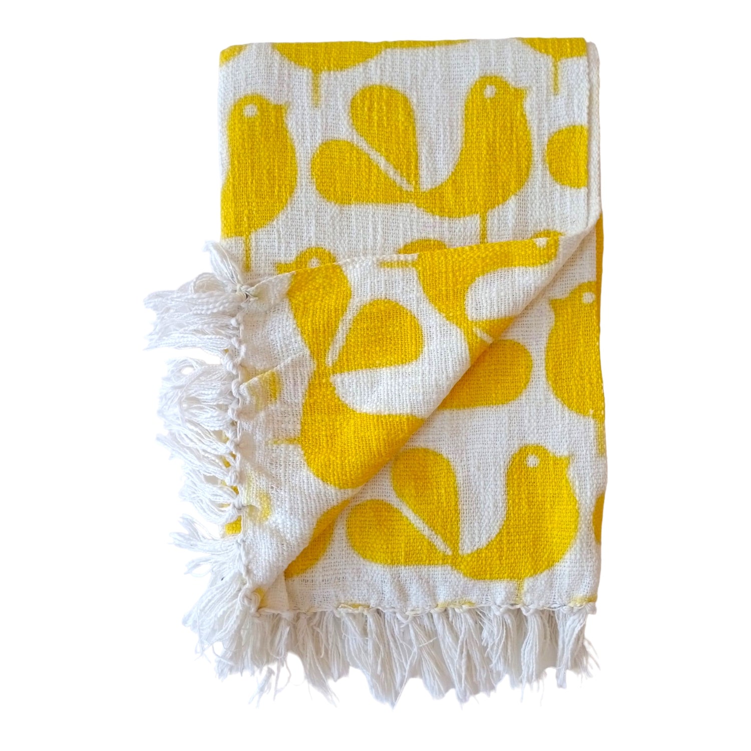 Natural Cotton Sunny Yellow Digital Print Sofa Throw