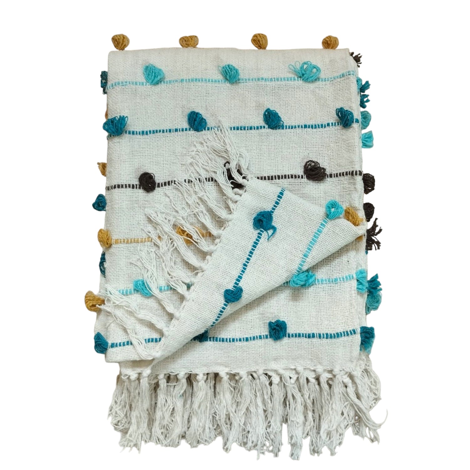 Handmade Cotton Motley Woven Sofa Throw