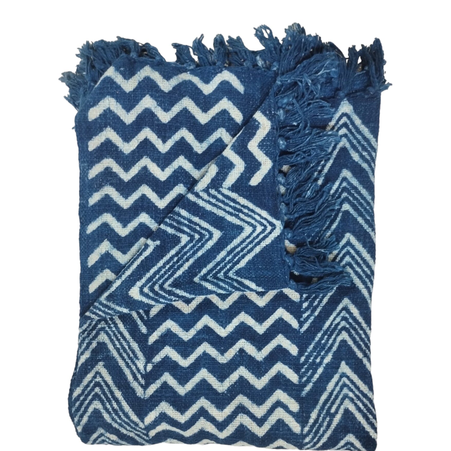 Blockprint Midnight Blue Print Sofa Throw