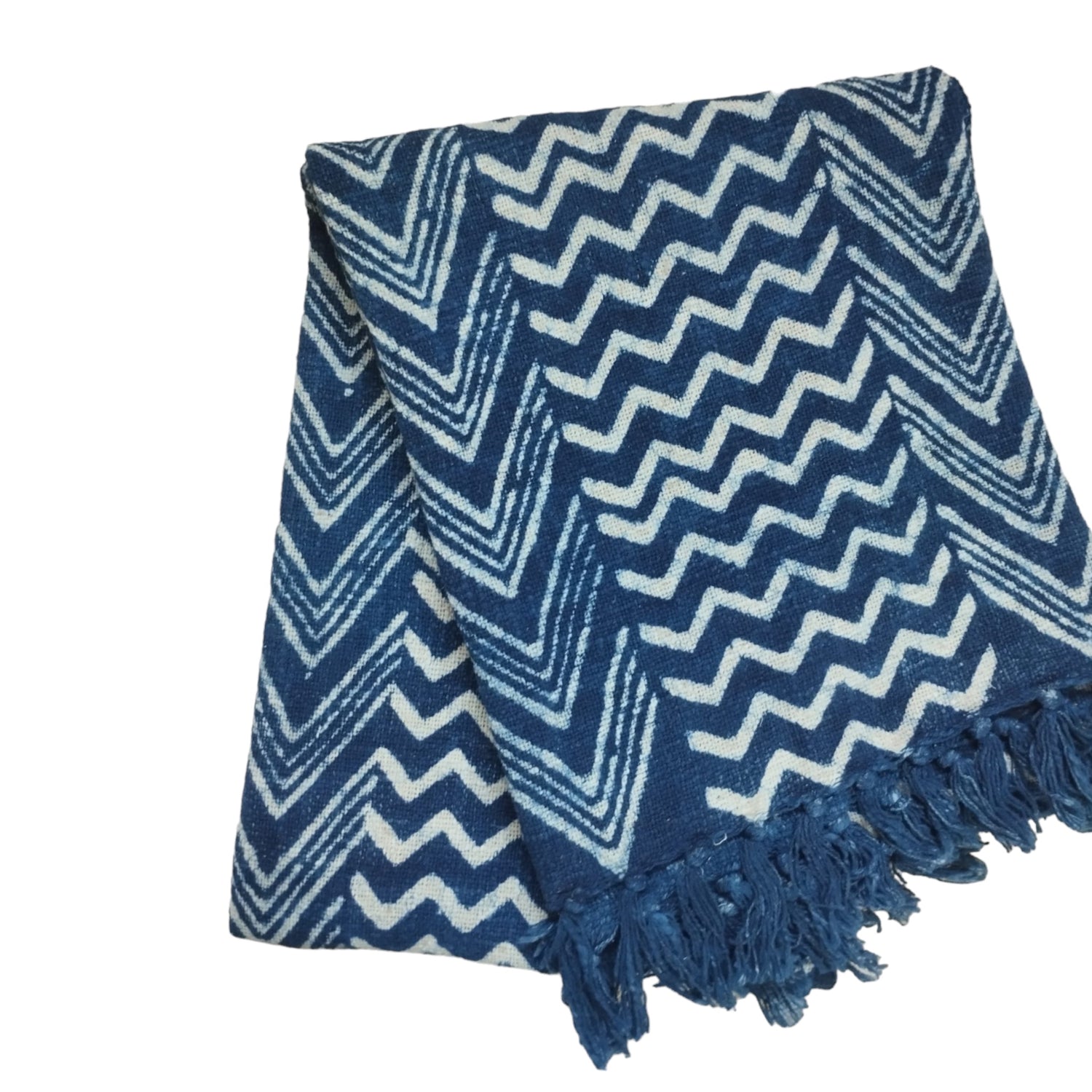 Blockprint Midnight Blue Print Sofa Throw
