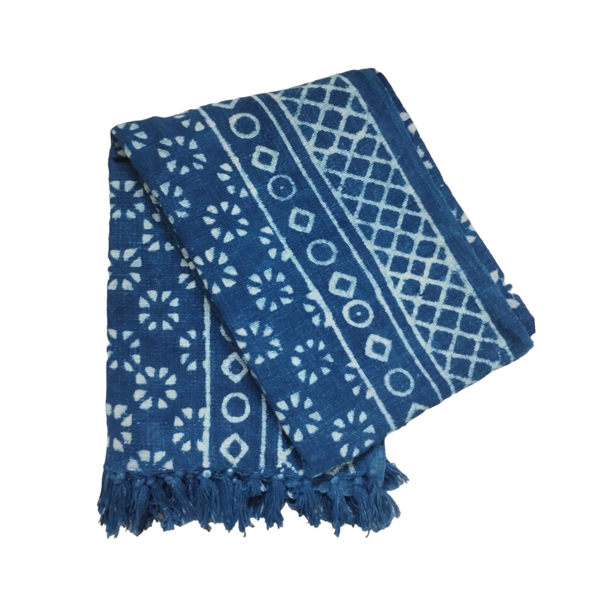 Cotton Blockprint Blue Printed Sofa Throw