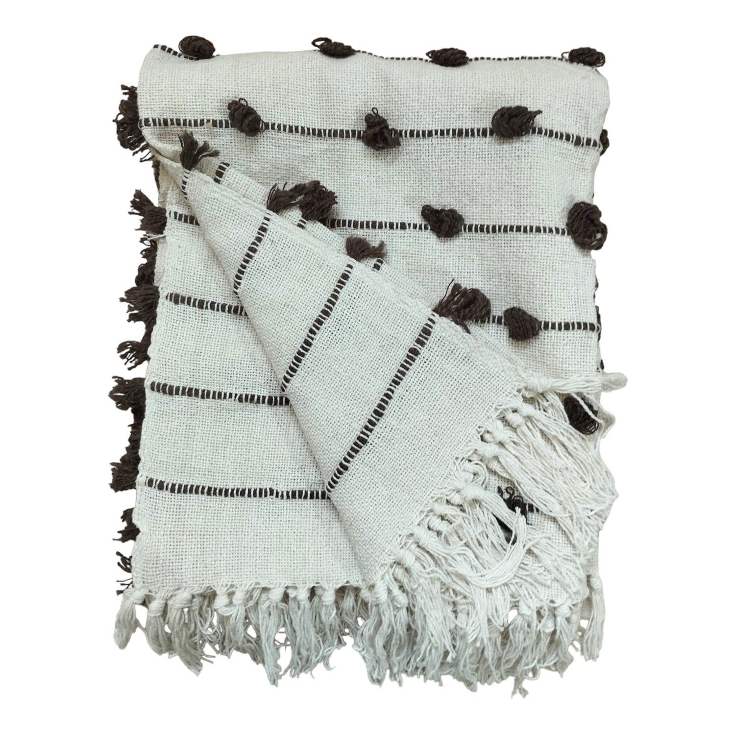 Handmade Black knot Woven Sofa Throw