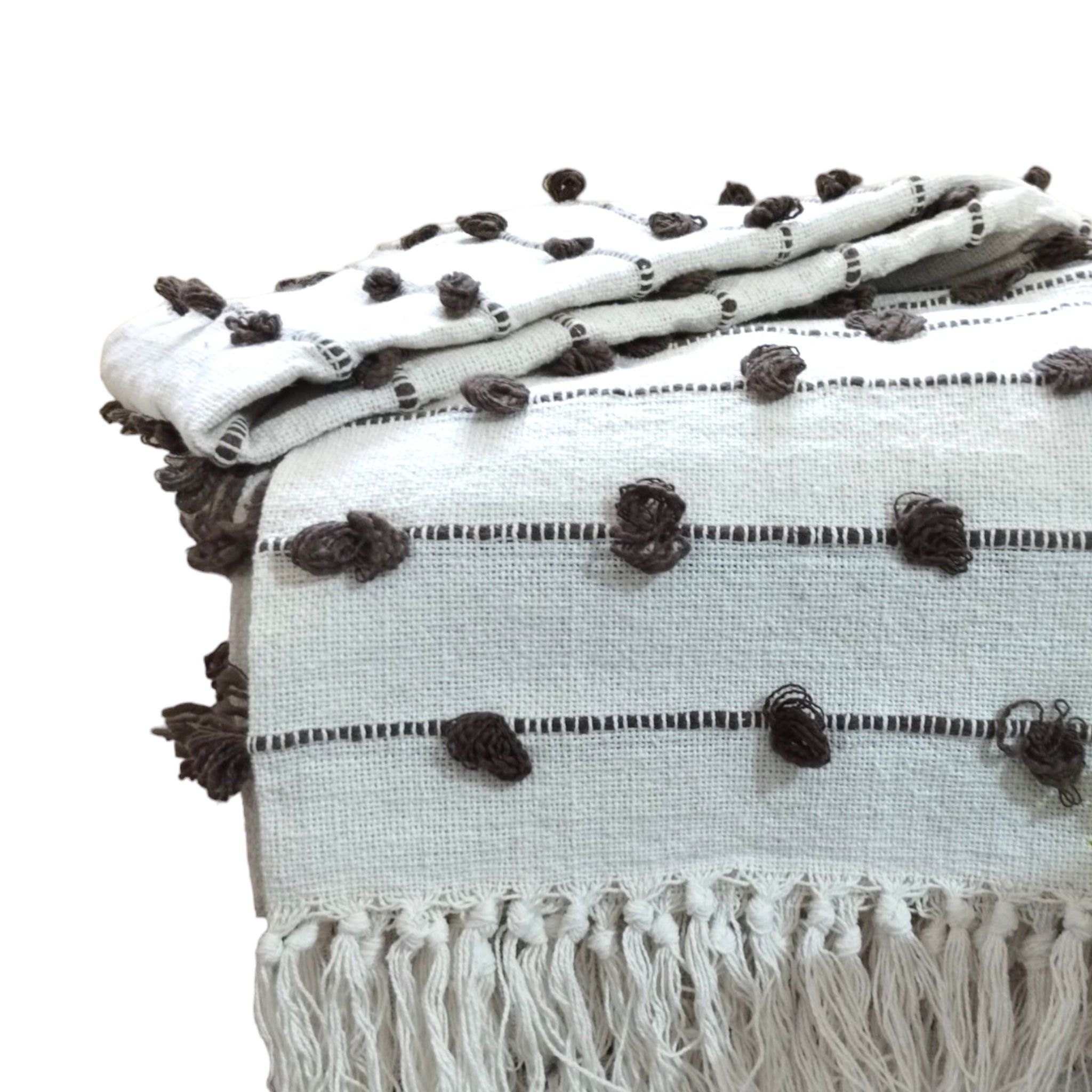 Handmade Black knot Woven Sofa Throw