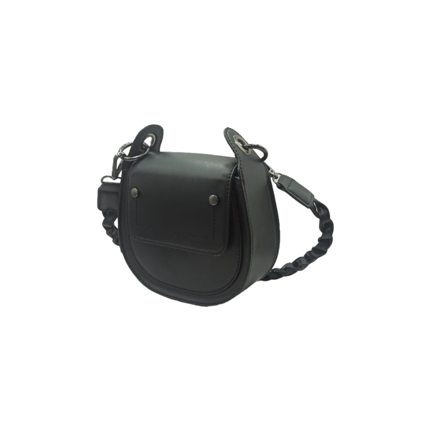 Leather Shoulder Bag with braided handle