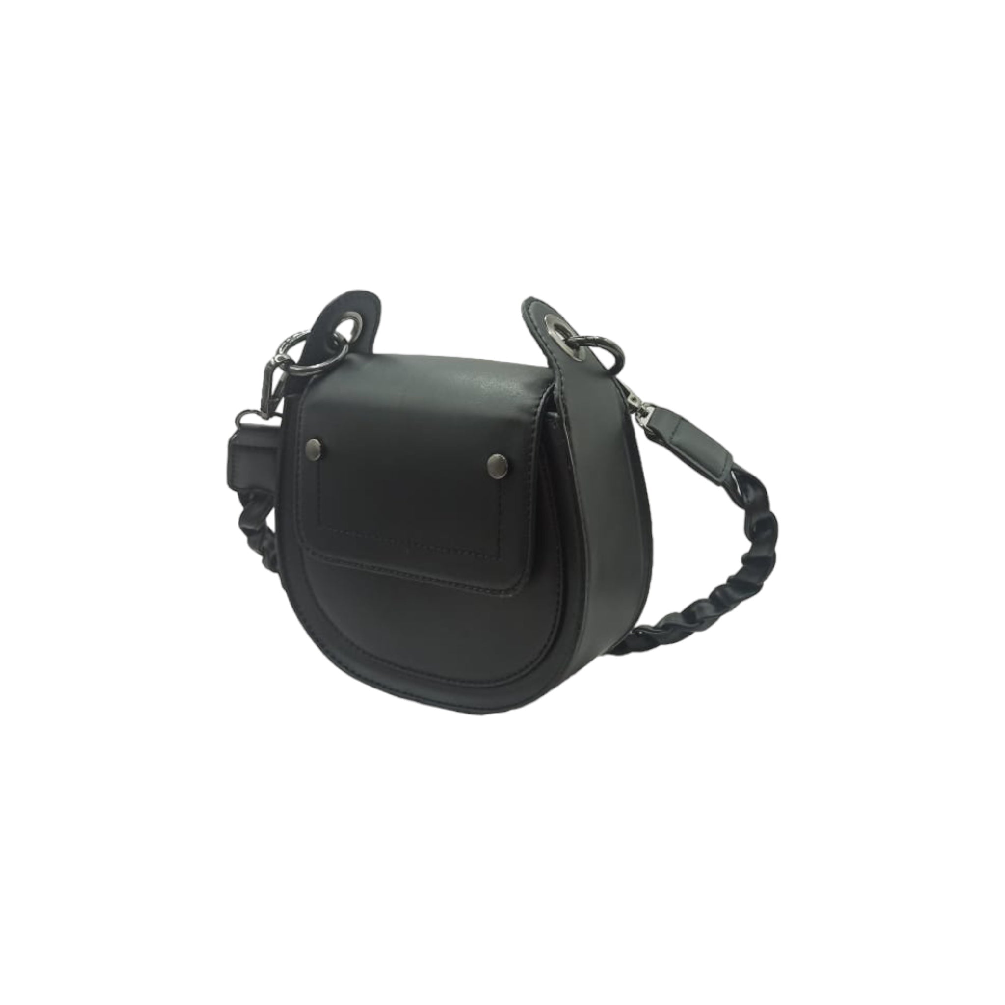 Leather Shoulder Bag with braided handle