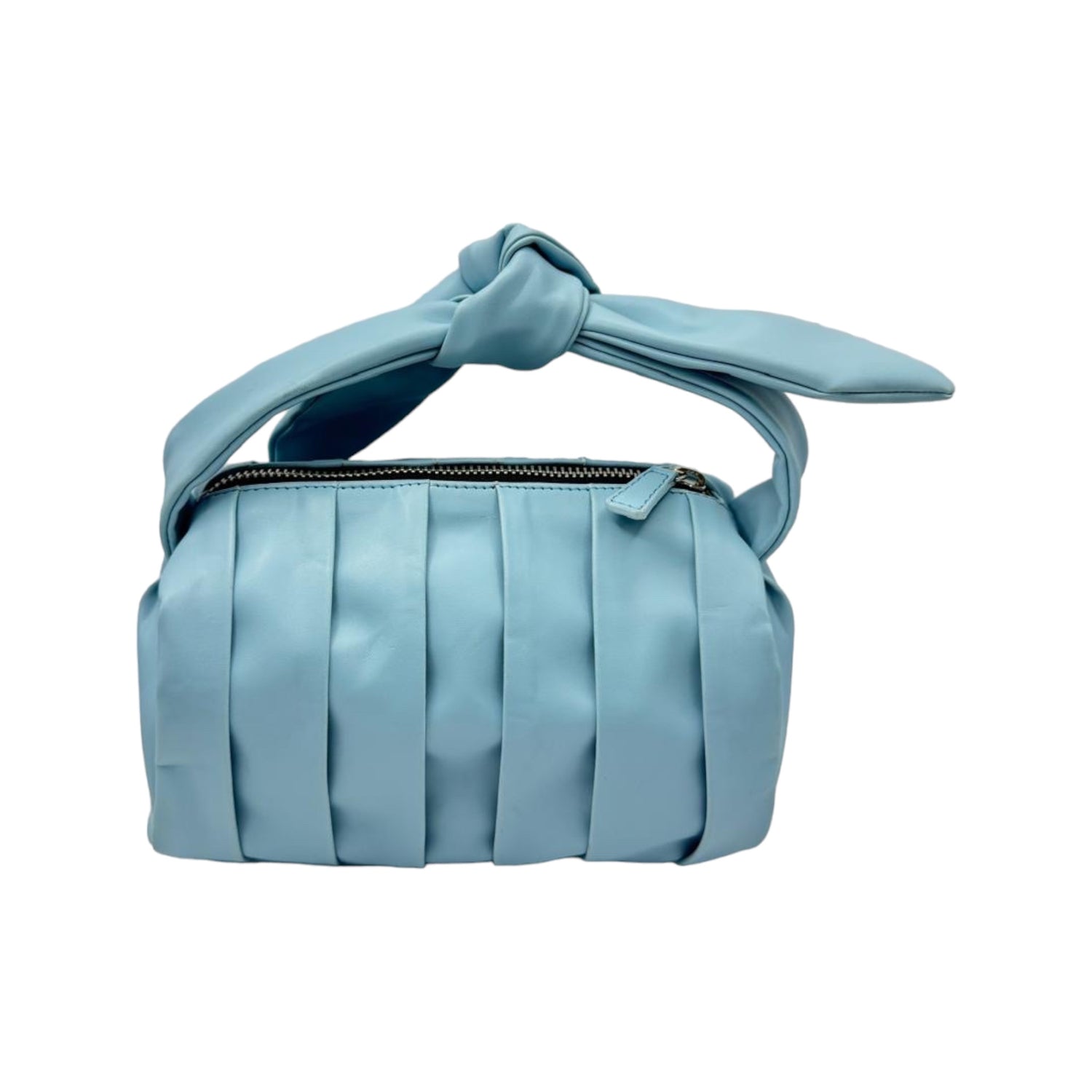 Womens Leather Pleated Baguette