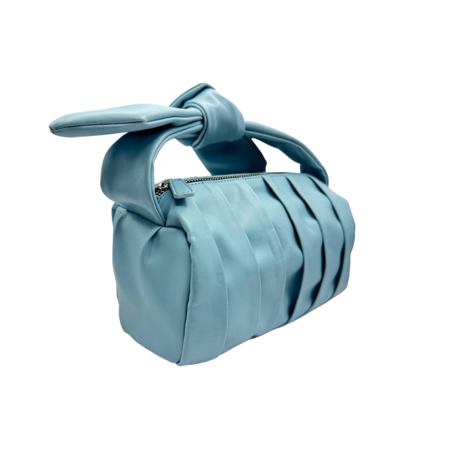 Womens Leather Pleated Baguette