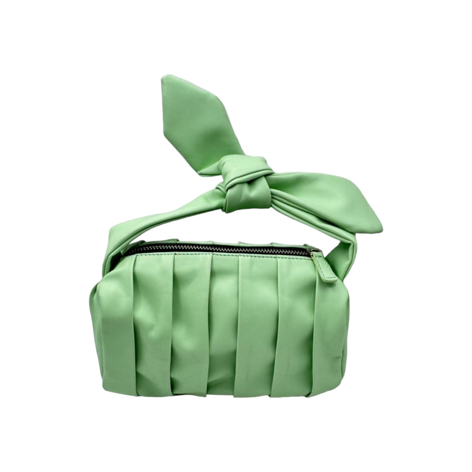 Womens Leather Pleated Baguette