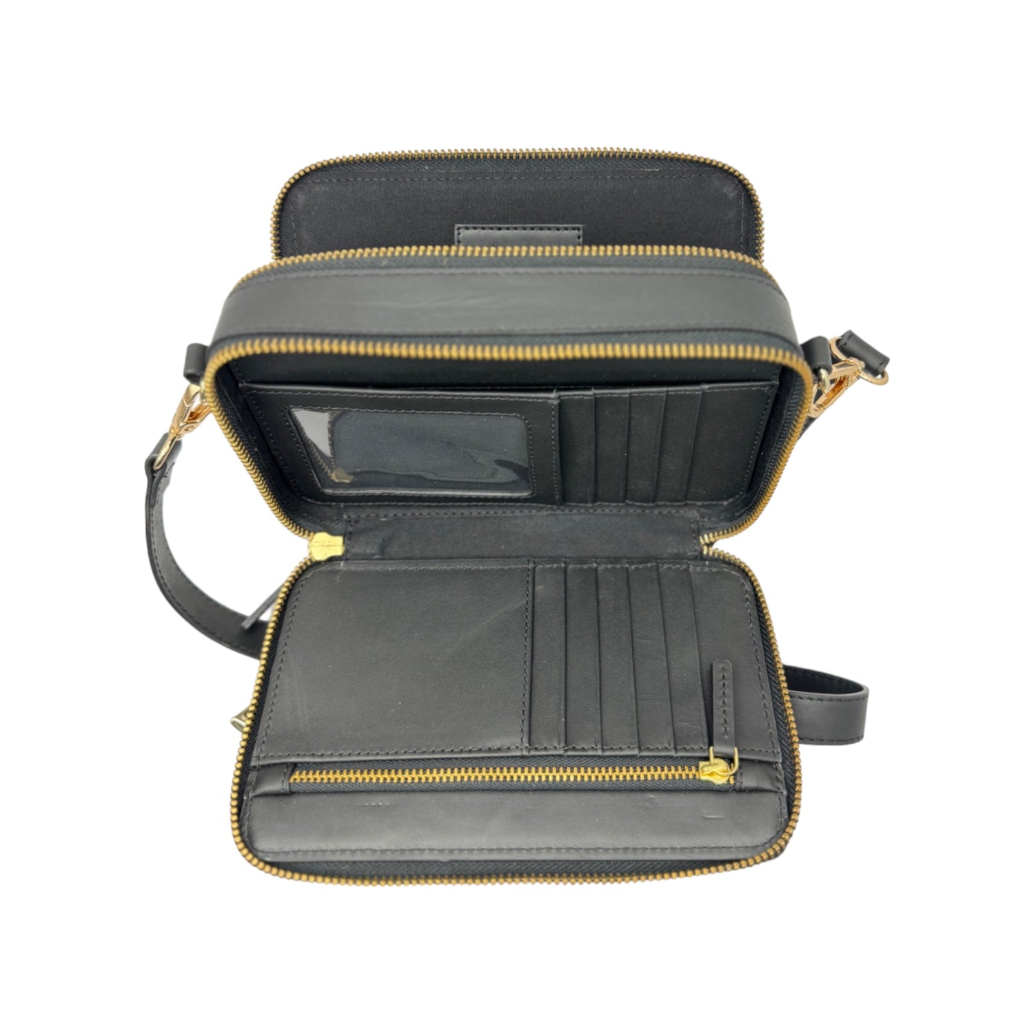 Ladies Leather Quilted Cross Body Bag with Card Compartments