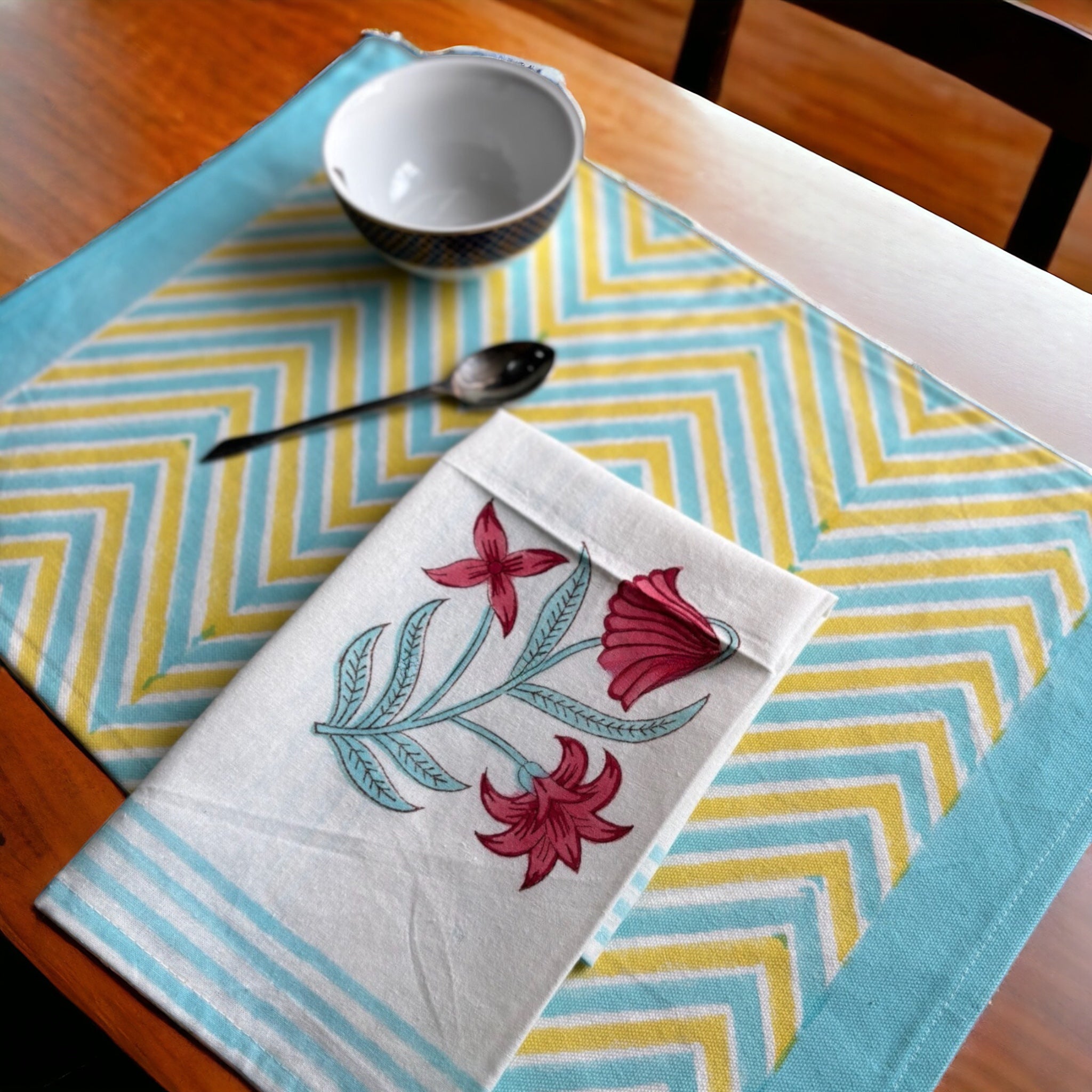 Handblock Table Mat & Napkin Set