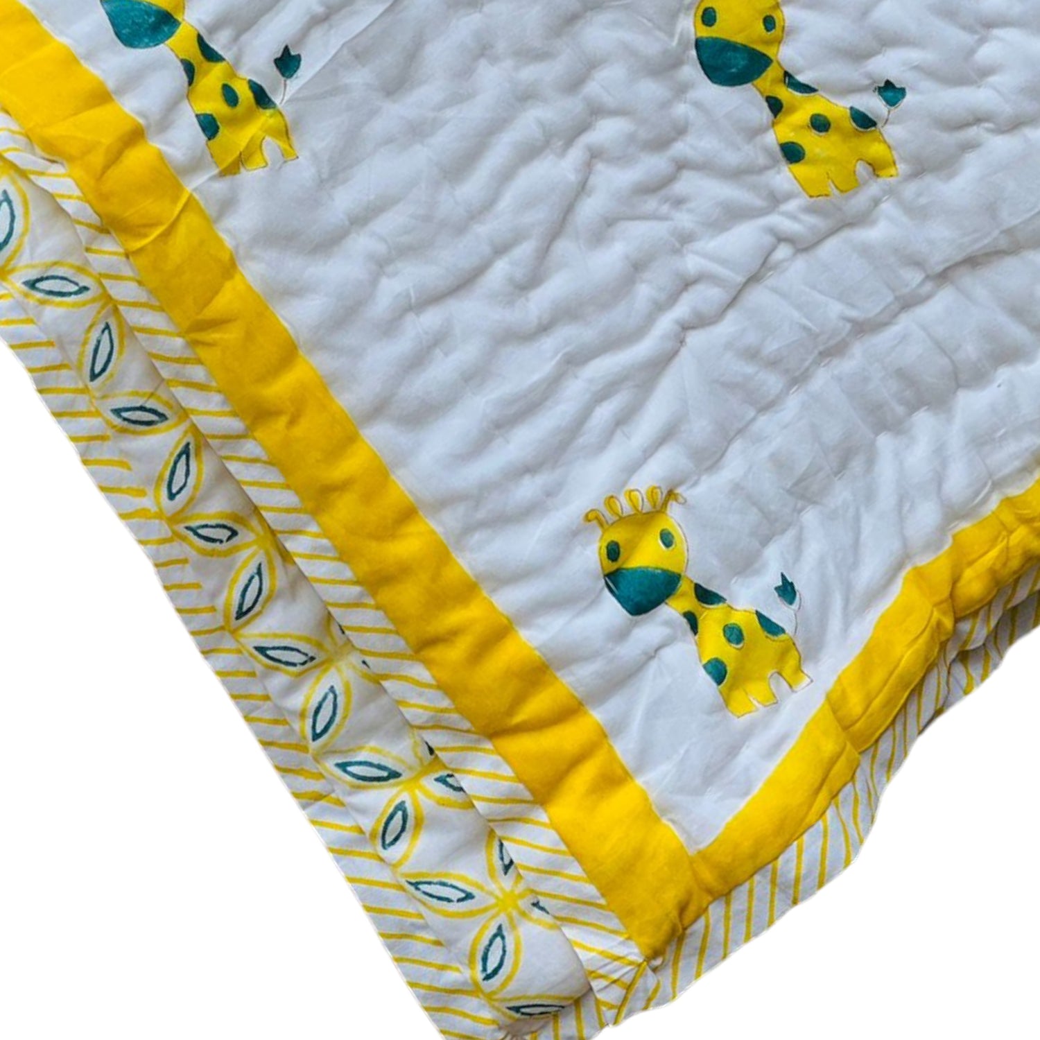 Lightweight Handblock Giraffe Reversible Baby Quilt