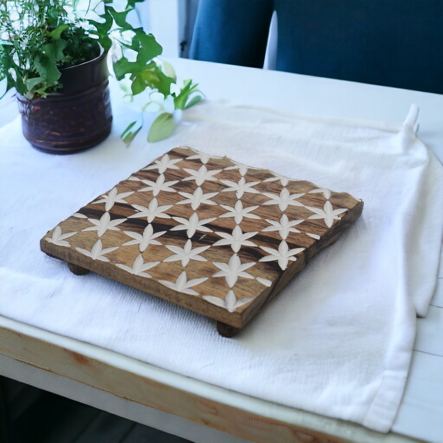 Mango Wood Carved Trivet