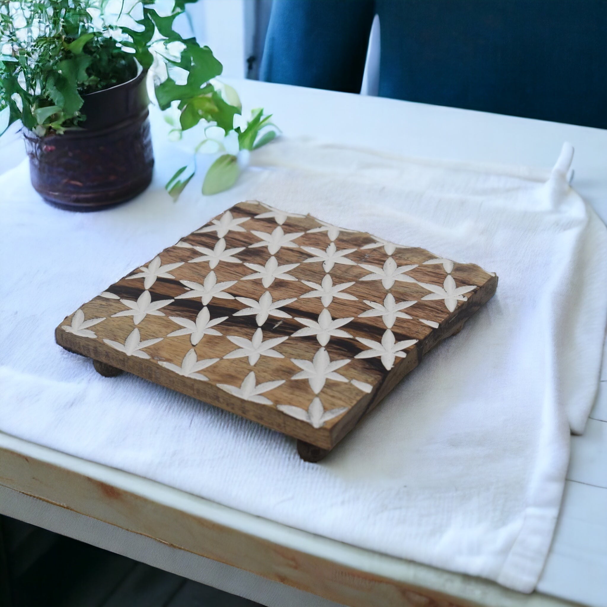 Mango Wood Carved Trivet