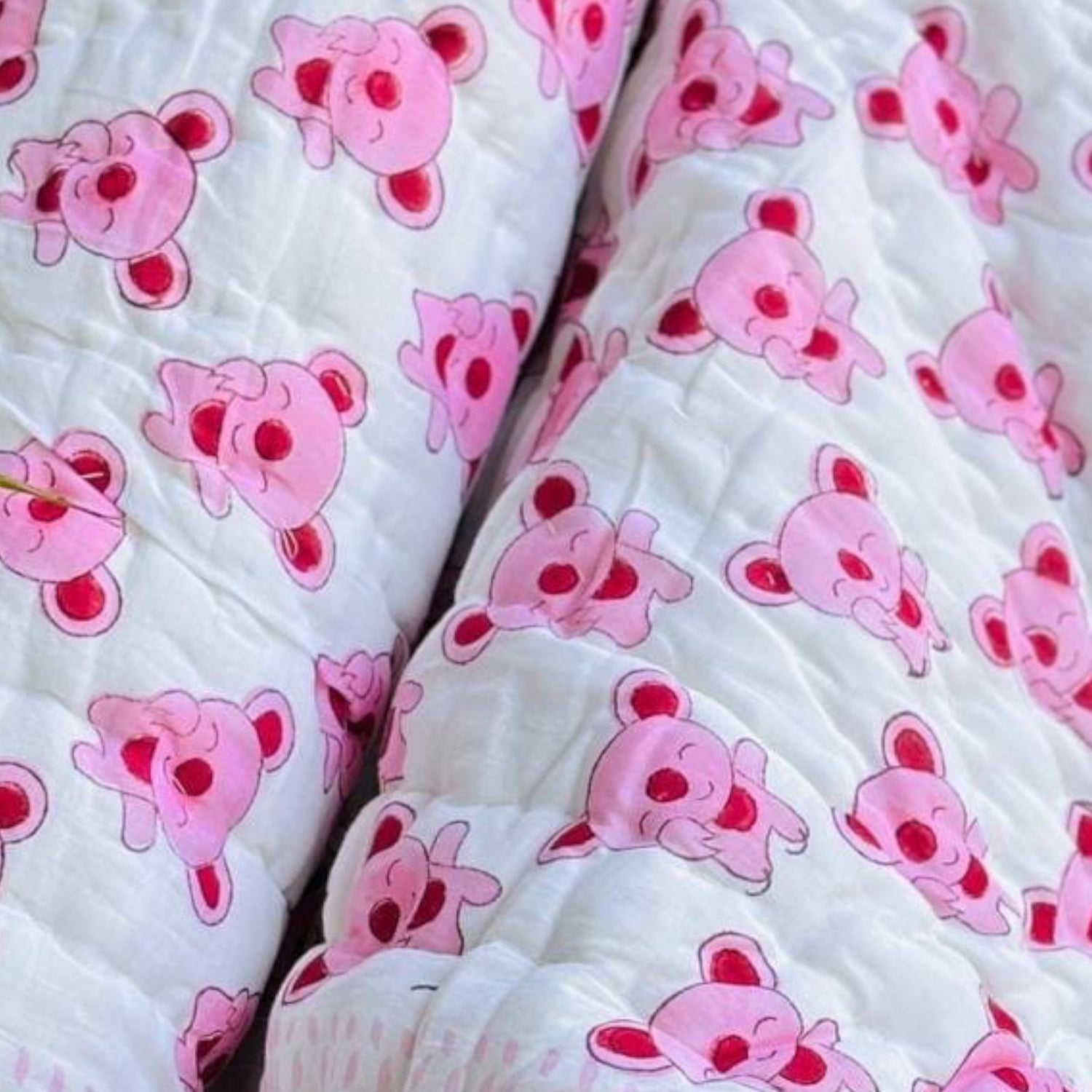 Lightweight Handblock Pink Print Reversible Baby Quilt