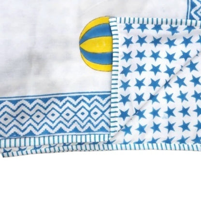 Cotton Blue Ballon Printed Baby Dohar