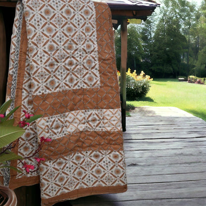 Cotton Lightweight Brown Printed Quilt