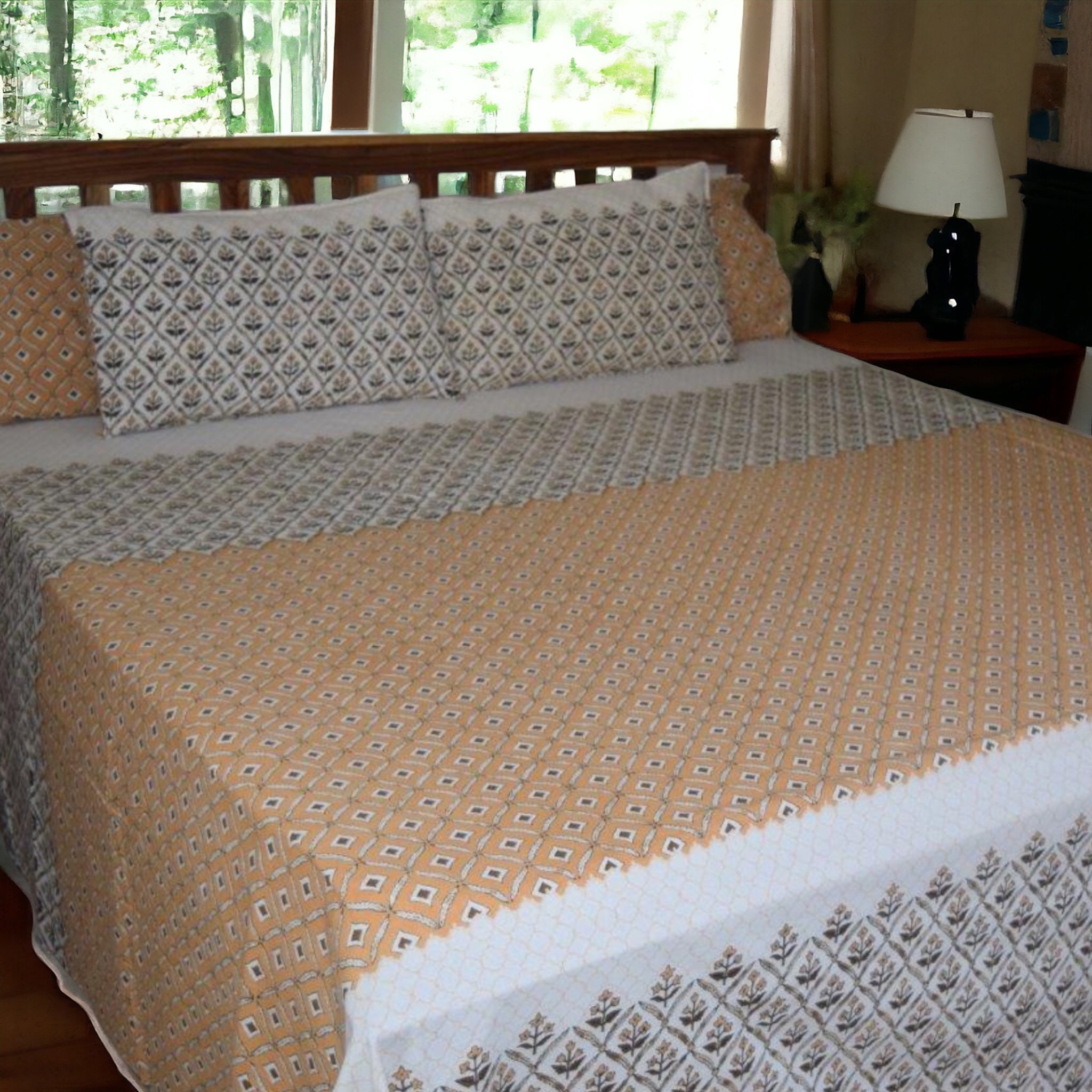 Pure Cotton Blockprint Crossbox Bedsheet