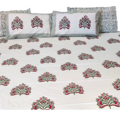 Pure Cotton Blockprint White Bedsheet