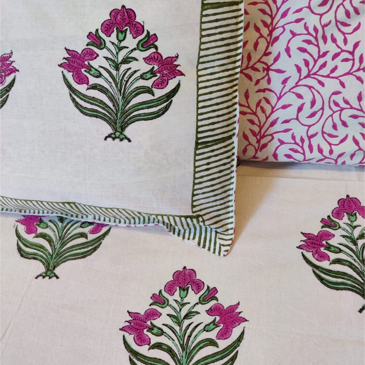 Pure Cotton Blockprint Pink Bedsheet