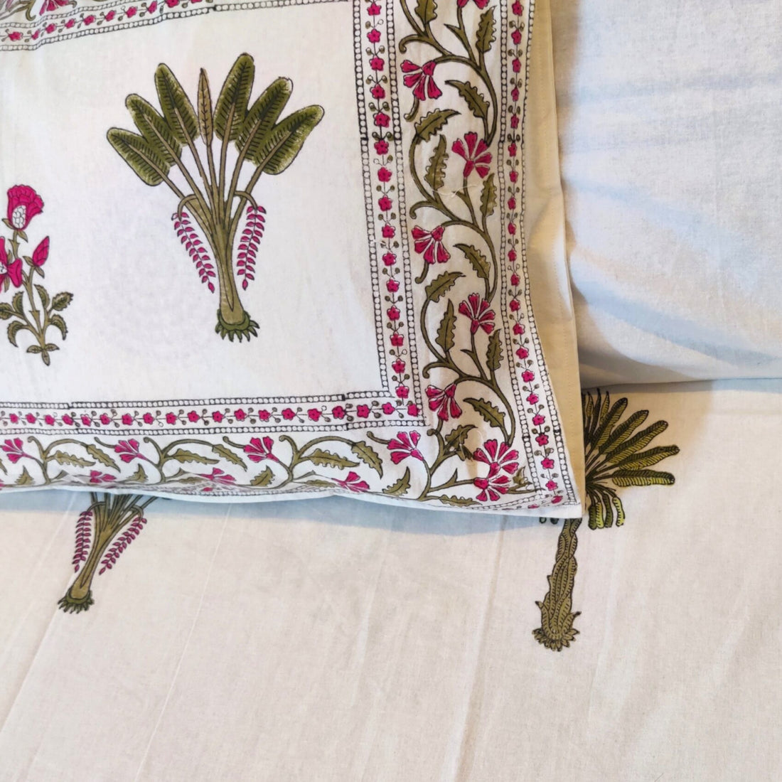Pure Cotton Blockprint Palm Tree Bedsheet