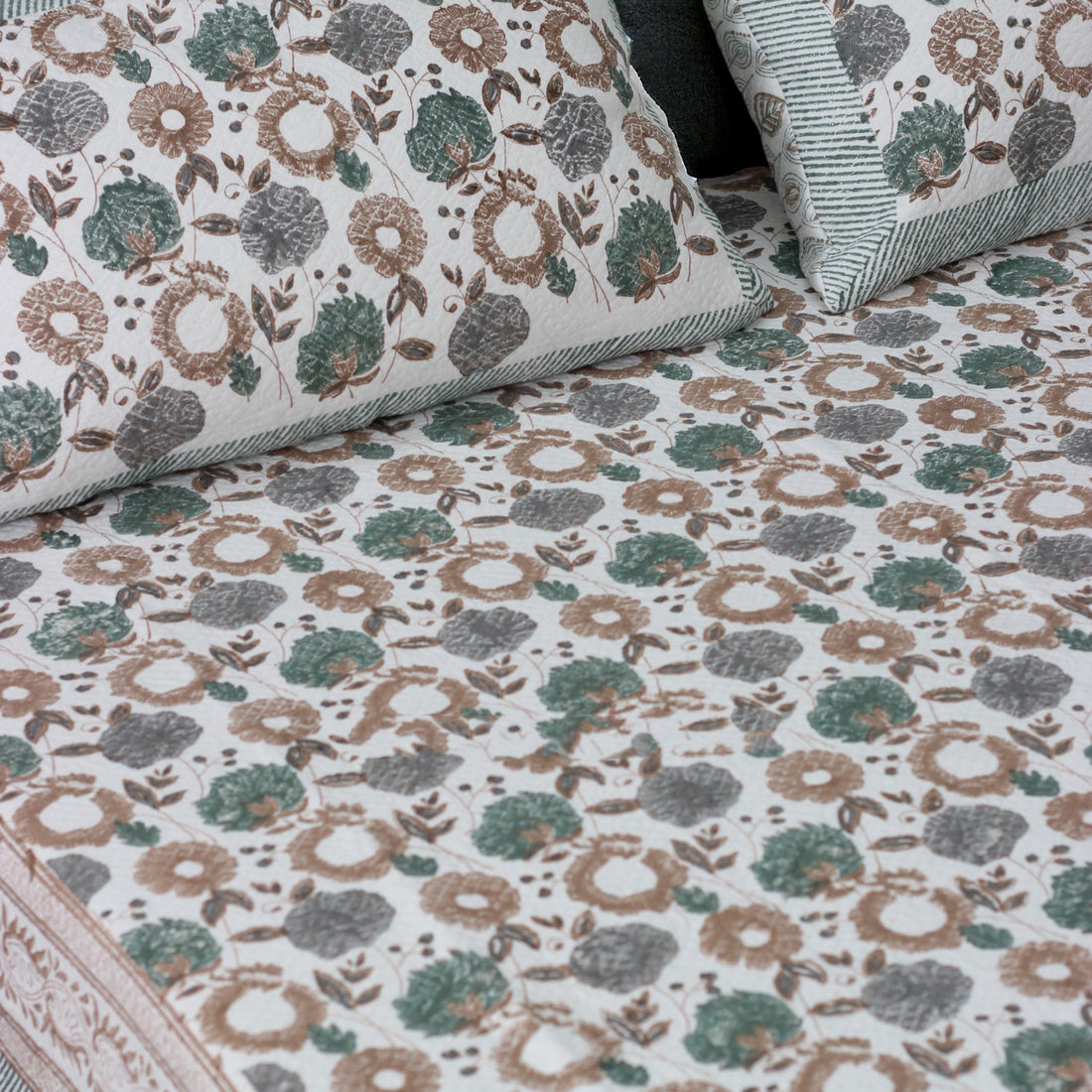 Olive Branch Cotton Jacquard Bedcover