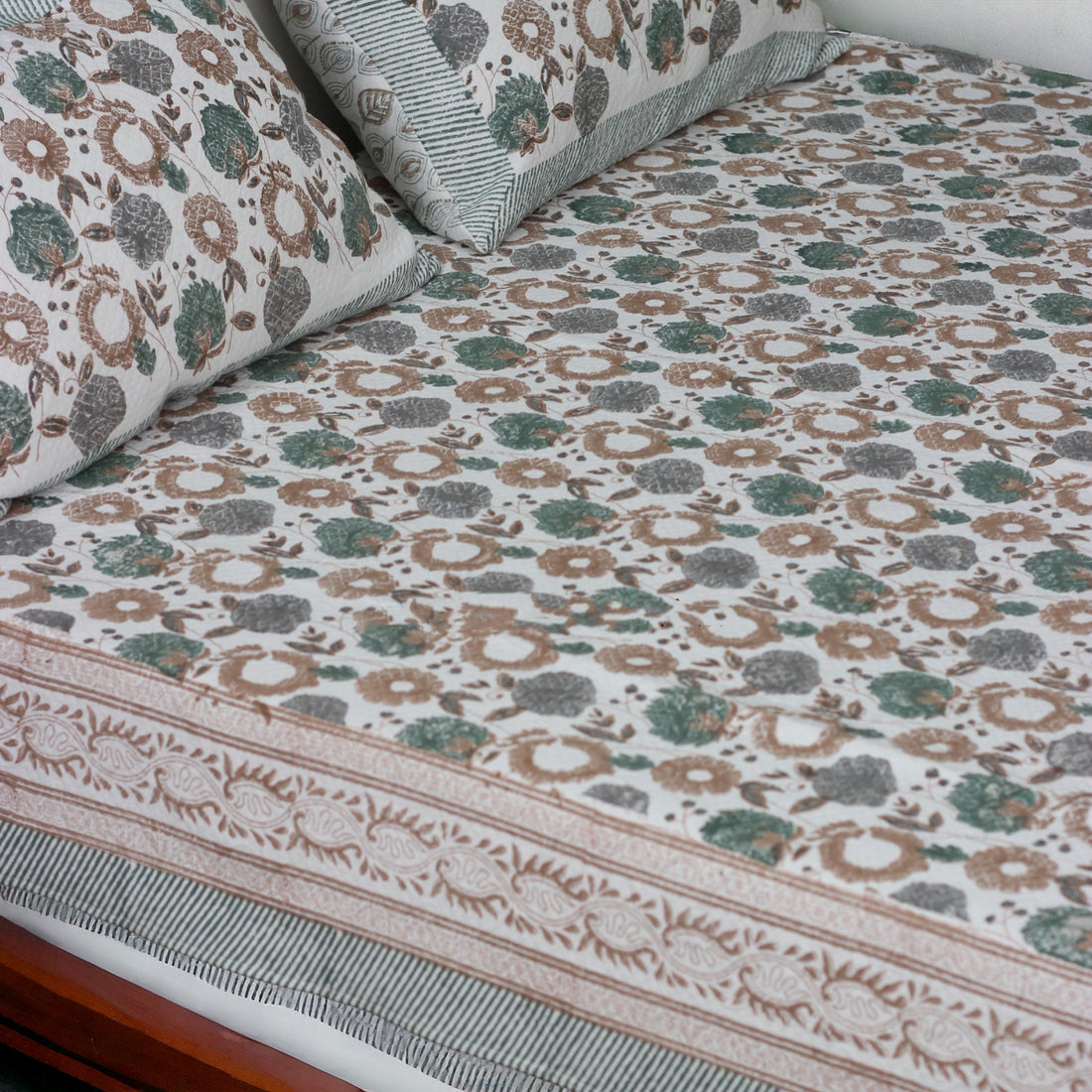 Olive Branch Cotton Jacquard Bedcover