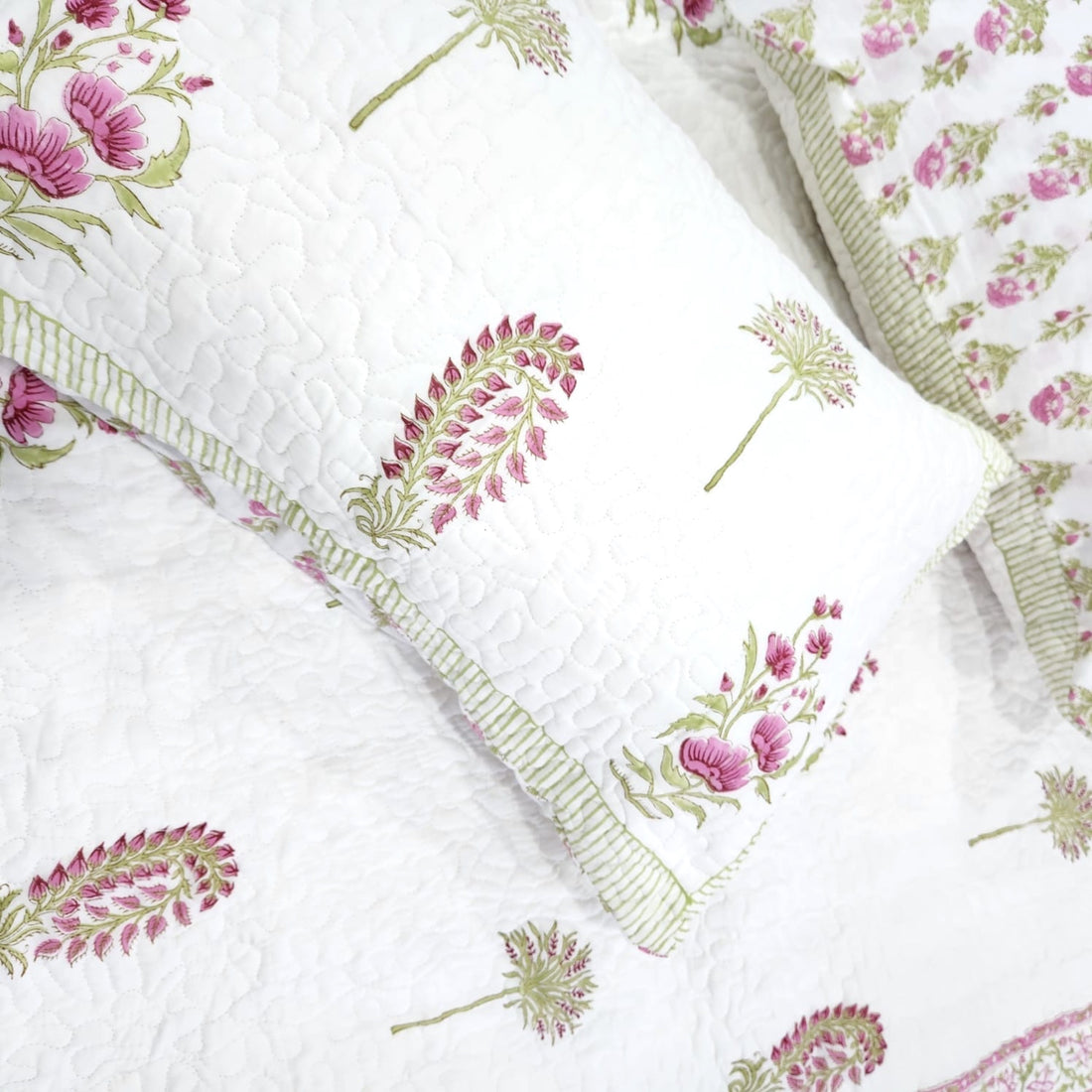 Posy Cotton Handblock Quilted Bedcover