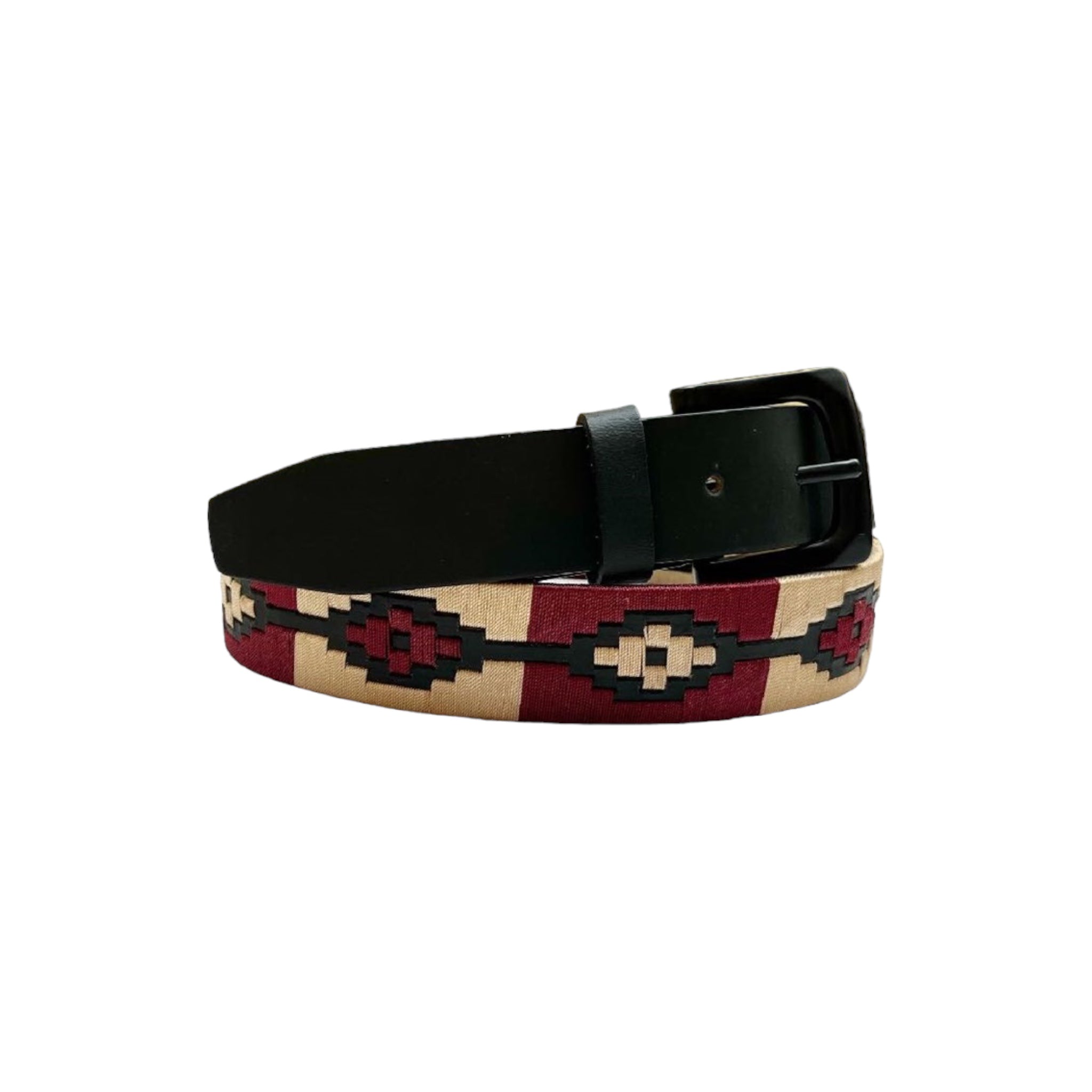 Mens Leather Embroidered Polo Belt
