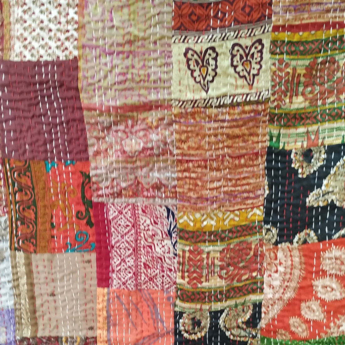 Multicolor Cotton Embroidered Kantha Blanket