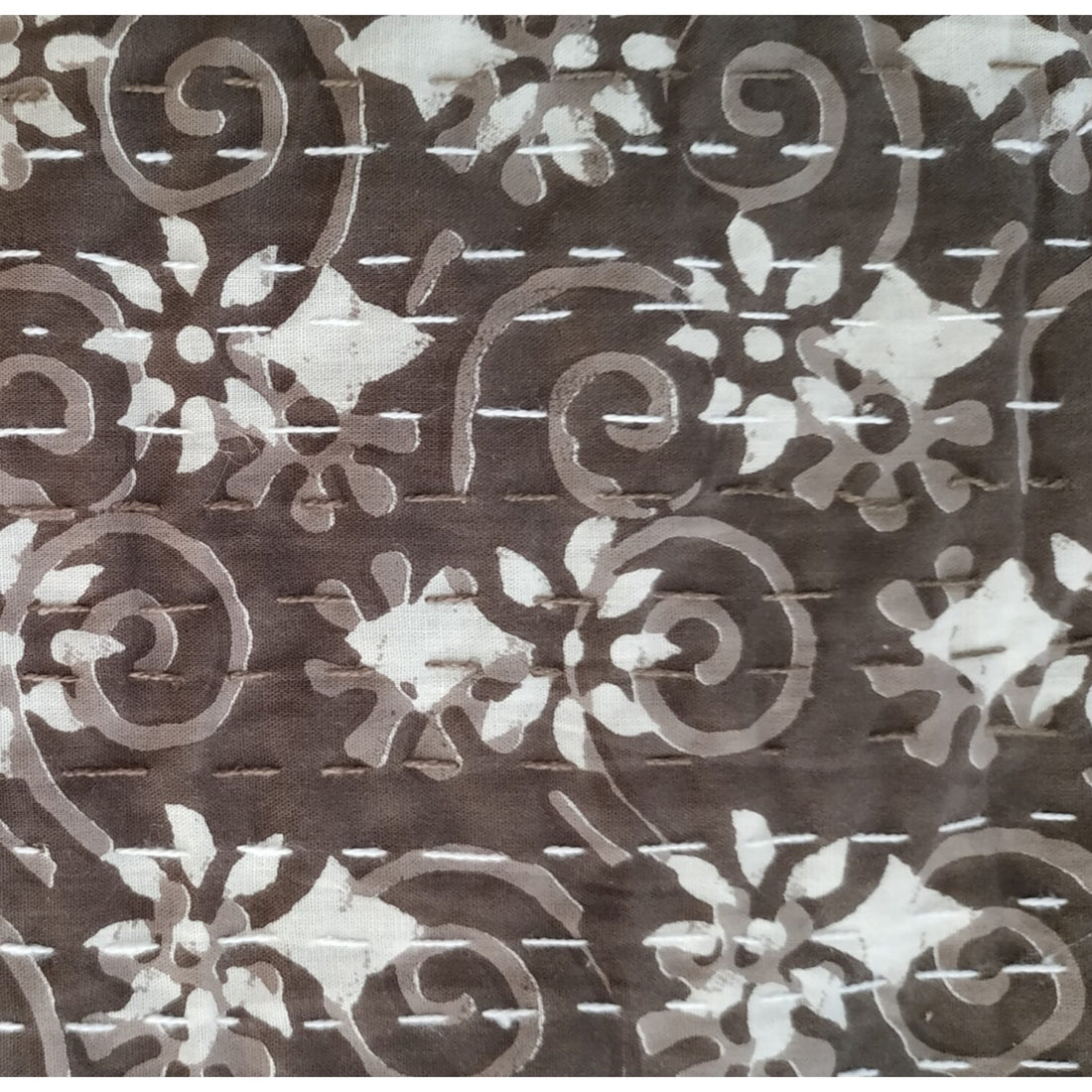 Brown Cotton Embroidered Kantha Blanket