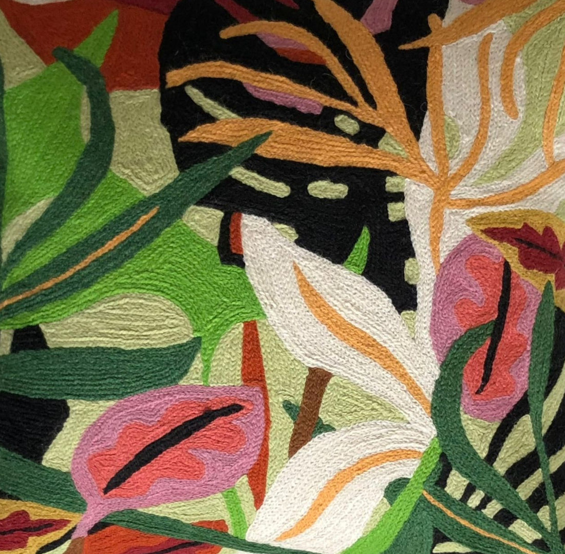 Handmade Garden Crewel Cushion Cover